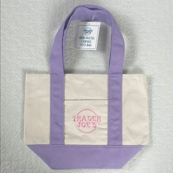 Purple and Cream Canvas Tote Bag - Picture 2 of 2